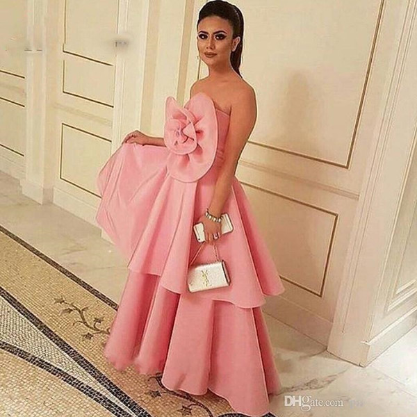 Saudi Arabic Long Evening Dresses Evening Gowns arabic abaya Hand Made Flower Arabic Dubai Kaftan Dress Tiered Skirt Pageant Party Dresses