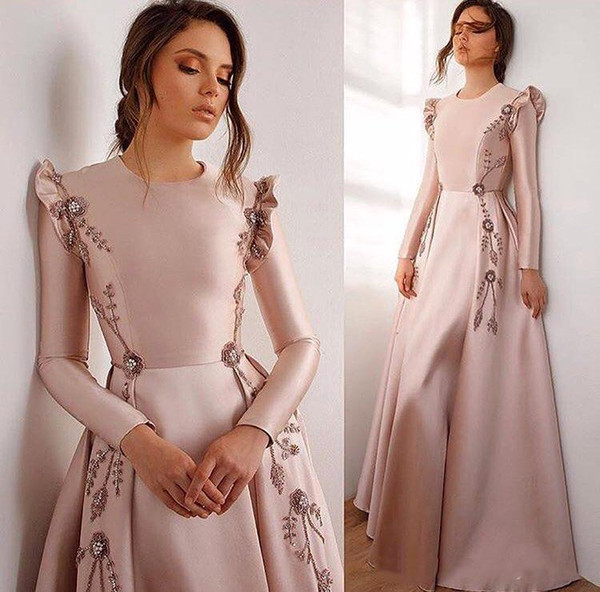 Elegant Muslim Mermaid Evening Dress Jewel Beaded Long Sleeves Prom Dresses Cocktail Pageant Gowns Evening Gowns