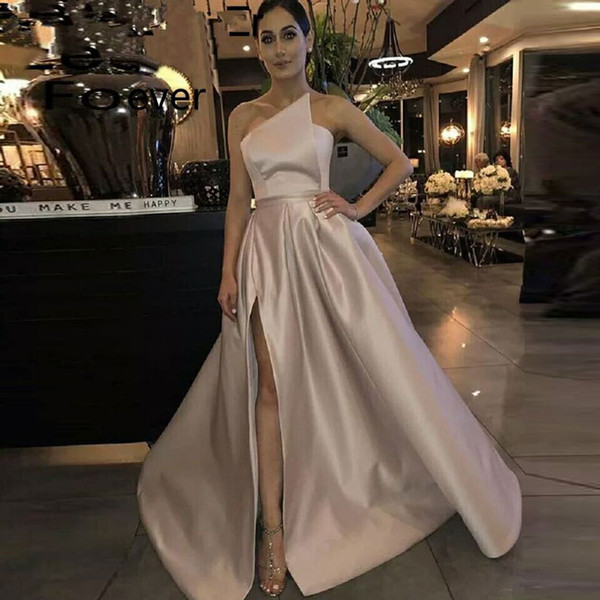 New Design Stain Evening Dresses Strapless Side Split Long Special Occasion Dress Formal Prom Party Gowns vestido de noite Custom