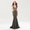 Hot Selling Beautiful Silver Beading Mermaid Evening Dresses Sexy Tulle V-Neck Long Women Party Dress Luxury Prom Gowns