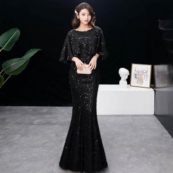 Eren Jossie Ladies Fashion Promotion Style Evening Dresses with Cape With Sequins Designer Mermaid Long Gown