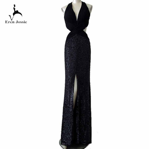 Eren Jossie Latest Fashion Attractive Sequined Evening Dress Sexy Open Back Exquisite Halter Design Vestido De Novia