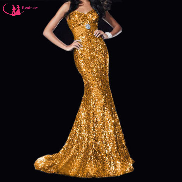 Hot Sale Sequin Evening Gowns Corset Back Off Shoulder Evening Dresses Women Empire Dress Mermaid Design US 6-16 In Stock