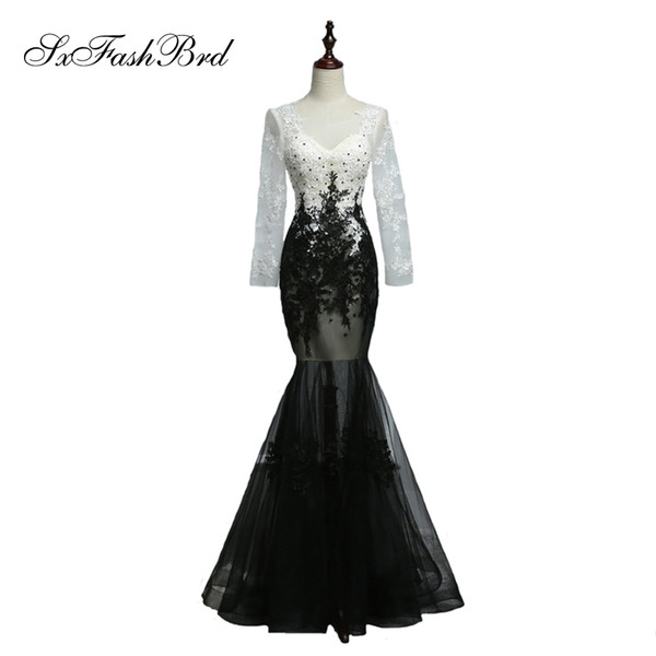 Dress Elegant Sexy Sweetheart With Appliques Long Sleeves Mermaid Lace Long Party Formal Evening Dresses Gowns for Women Prom