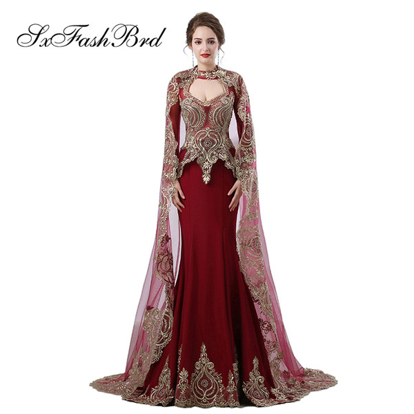 Fashion Elegant Girls Dress O Neck Long Sleeves With Shawl Mermaid Satin Long Party Formal Evening Dresses for Women Prom Dress Gowns