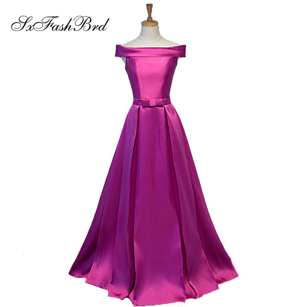 Dress Elegant Sexy Boat Neck Short Sleeves A Line Satin Long Party Formal Evening Dresses Gowns for Women Prom