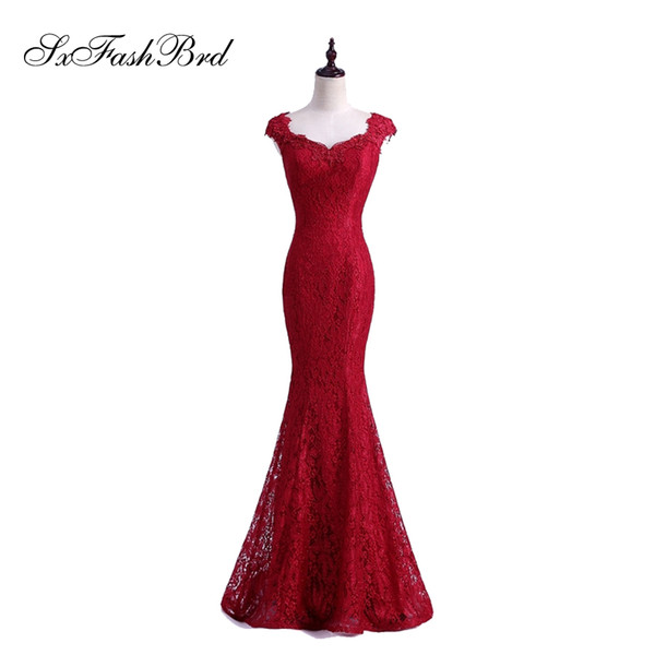 Dress Elegant Sexy Sweetheart Cap Sleeves Mermaid Lace Long Party Formal Evening Dresses Gowns for Women Prom