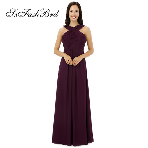 Fashion Ladies Elegant Ruffle Halter Neck Open Back A Line Chiffon Long Party Formal Evening Dresses Women Prom Dress Gowns