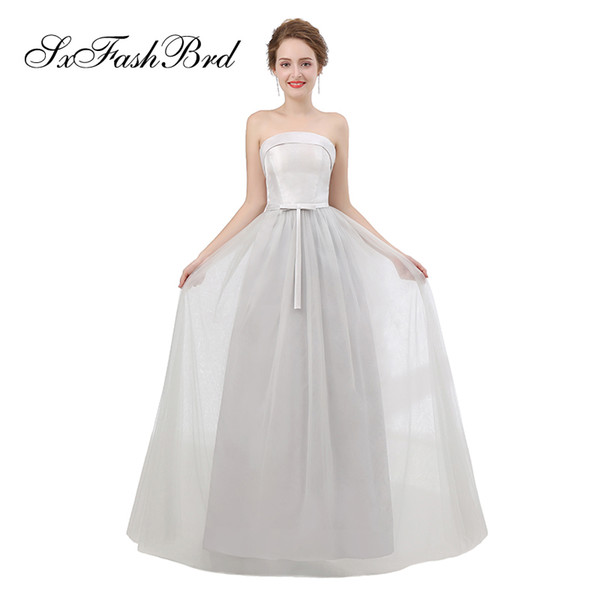 Fashion Elegant Dress Strapless A Line Tulle Long Party Formal Evening Dresses New Women Prom Dress Gowns