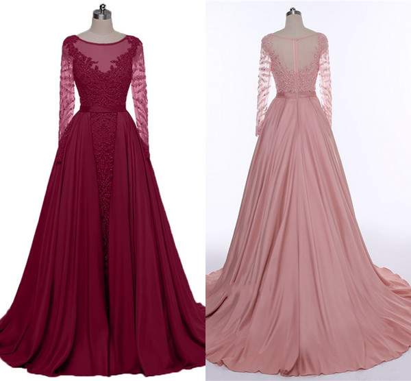 High Quality Wine Red Evening Dresses Heavy Handmade Long Sleeve Dance Party Dresses bean Paste Long Tail Prom Dresses HY290