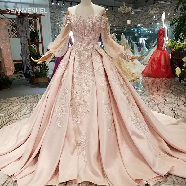 2022Luxury Satin Long Party Dresses Off The Shoulder Sweetheart Long Tulle Sleeves Lace Up Back A-Line Elegant Party Evening Dresses