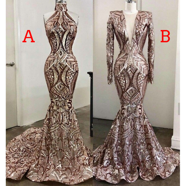 Black Girls Prom Dresses New Design Two Styles Mermaid Lace Sweep Train Vestido De Festa Plus Size Evening Gowns DP0194