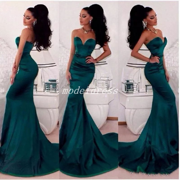 Arabic Hunter Green Mermaid Dresses Evening Wear Sweet Heart Backless Sweep Train Long Formal Prom Party Gowns Abendkleider