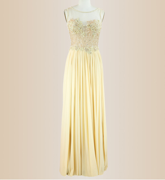 Daffodil Evening Dresses New Arrival Chiffon with tulle Sparkling Beads Sequins Scoop Zipper Back Long Prom Dresses