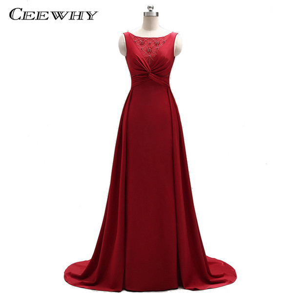 CEEWHY Backless Criss-Cross Beading Evening Dress Luxury Prom Dresses Formal Gown Evening Gown Robe De Soiree Abendkleider