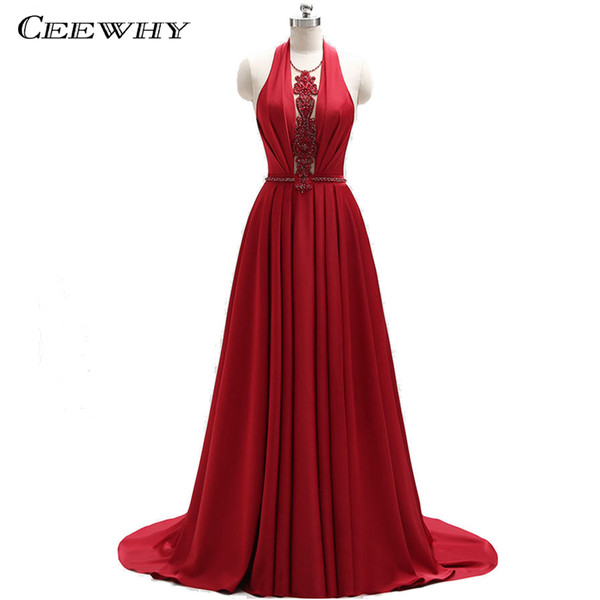 CEEWHY Sexy Backless High-end Embroidery Evening Dress Beading Luxury Prom Formal Dress Evening Gown Robe De Soiree Abendkleider