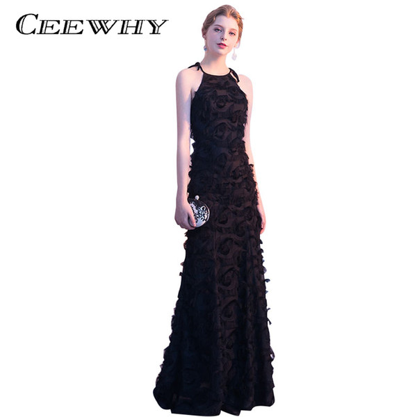 CEEWHY Vestido de Festa Avondjurk Elegant Evening Dress Long Dress for Prom Party Formal Gowns Black Evening Gowns Party Dress