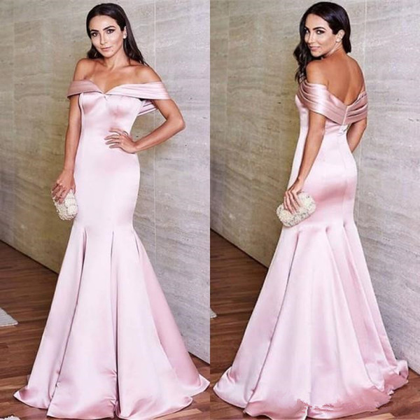 Arabic Glamorous Pink Prom Evening Dresses Off the Shoulder Sweetheart Sleeveless Floor Length Mermaid Celebrity Gowns M55