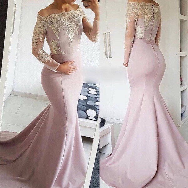 ZYLLGF Sexy Cheap Vestidos De Festa Long Sleeves Dresses Evening Mermaid Formal Wear Lace Appliques Prom Dresses