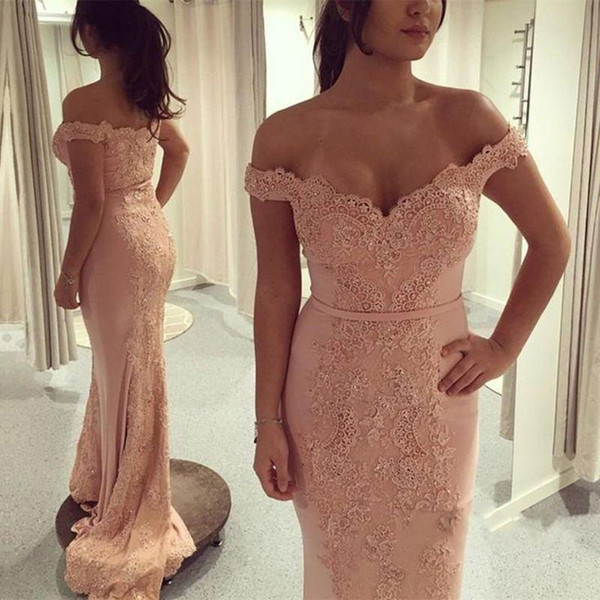 ZYLLGF Mermaid Evening Dresses Elegant Off Shoulders Lace Applique Prom Dresses Formal Long Pageant Party Gowns With Beadings