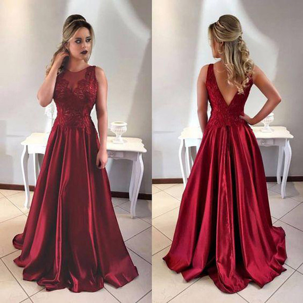 ZYLLGF New Coming Jewel A Line Sleeveless Lace Applique Sexy Backless Floor Length Elegant Evening Dress Long Prom Dress