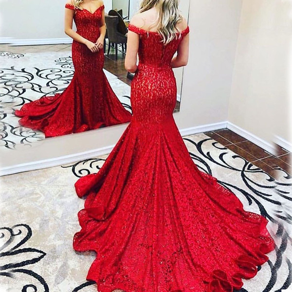 Elegant Burgundy Mermaid Robe De Soiree Women Mermaid Floor Length Long Evening Dresses Sweep Train Vestido De Festa Sexy Lace Prom Gowns