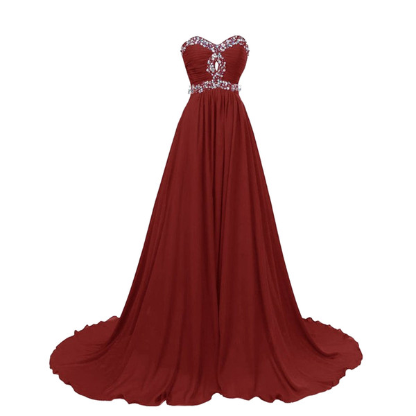 Eren Jossie hot sale sweetheart beaded evening chiffon gown a-line style sweep train special occasion dress