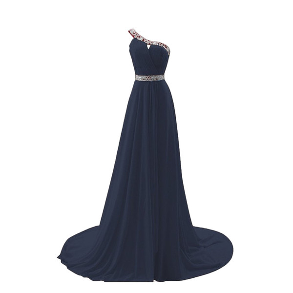 Eren Jossie Real Made Evening Dress Ladies A-line One Shoulder Chiffon Dresses Banquet Gown Long Length