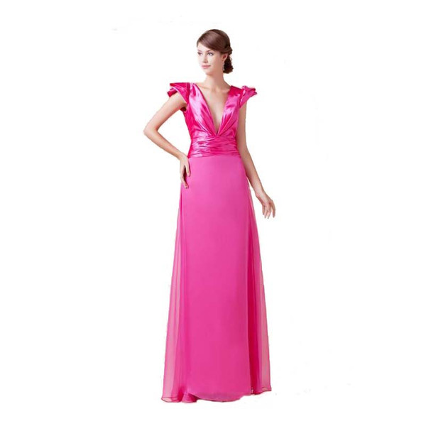 Vintage V-Neck Design Cap Sleeve Evening Long Dress Competitive Price Sheath Style Collection Banquet Dress