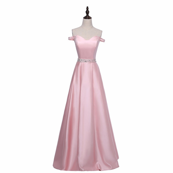 Simple Design Cap Sleeve Elegant Evening Dress A-Line Design Pink Banquet Dress With Beads