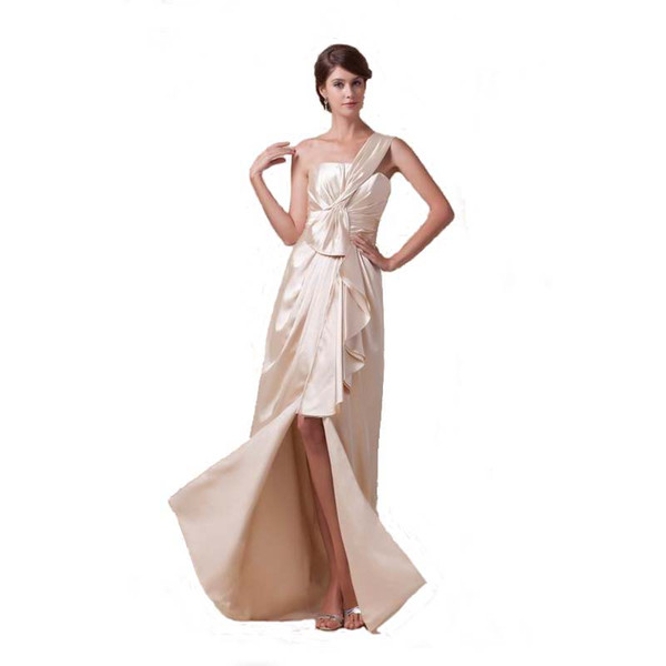 Vintage Style One Shoulder Ladies Long Party Dress Zip Back Evening Dress With Slit 