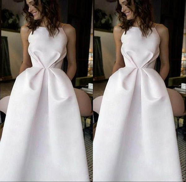 Casual Ivory Evening Dresses Spaghetti A Line Floor Length Prom Party Gowns Special Occasion Dresses BC1530