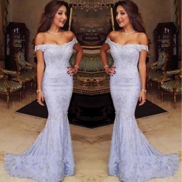 2017 New Fashion Off Shoulder Mermaid Evening Dresses Elegant Applique Lace Evening Gown Custom Made Long Special Occasion Dress