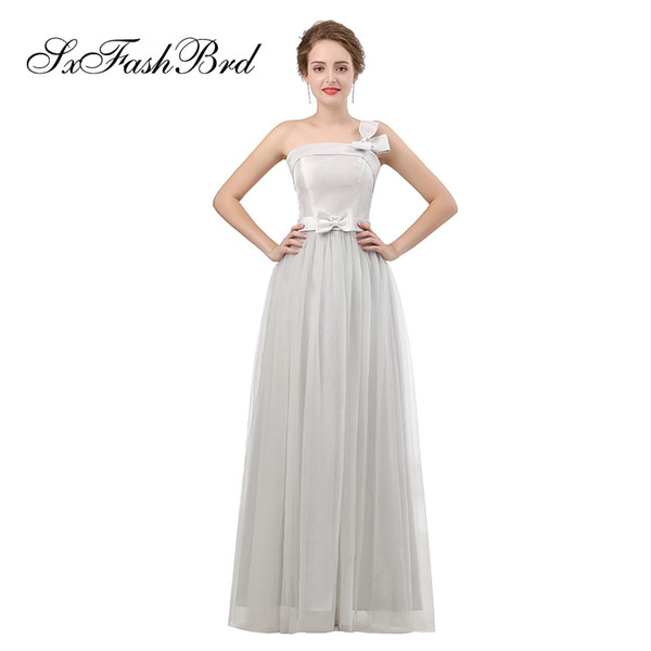 Fashion Elegant Dress One Shoulder With Bow A Line Tulle Long Party Formal Evening Dresses for Women Prom Dress Gowns