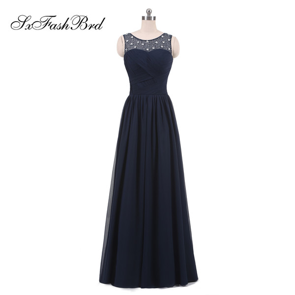 Girls Dress Elegant Ruffle O Neck With Beading A Line Chiffon Long Party Formal Evening Dresses for Women Prom Dress Gowns