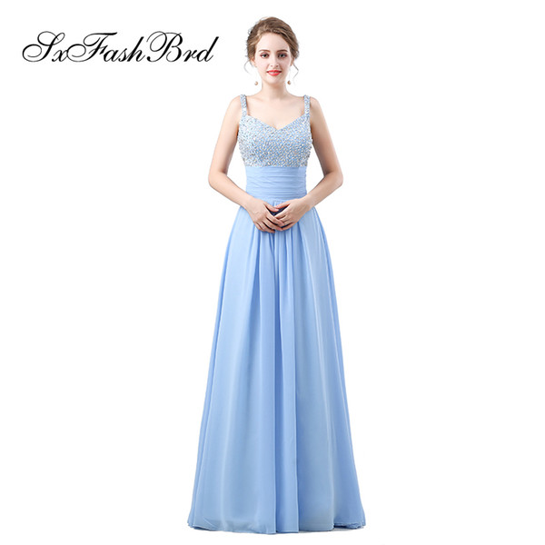 Fashion Elegant Girls Dress Sweetheart With Beading A Line Chiffon Long Party Formal Evening Dresses for Women Prom Dress Gowns