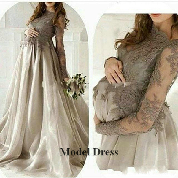 Maternity Pregnant Evening Dresses with Long Sleeves Lace Appliques A Line Plus Size Tulle Formal Dresses Evening Elegant abiti