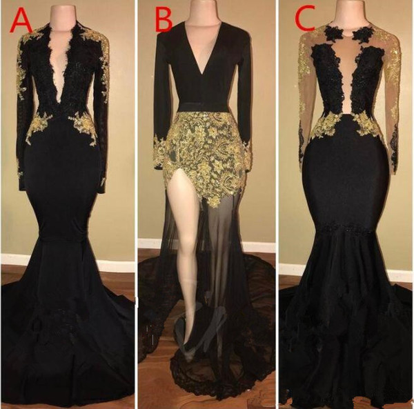 Long sleeves mermaid evening dresses new sexy woman formal evening gowns 3 styles elegant party prom dresses