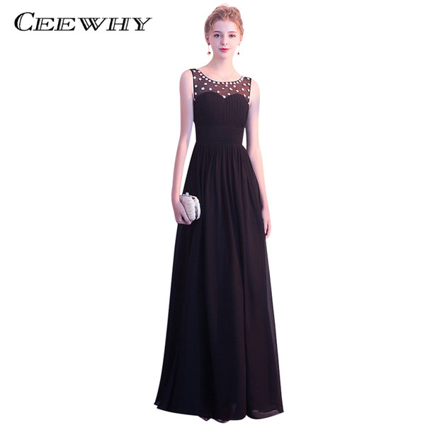 CEEWHY Vestido de Noche Avondjurk Chiffon Evening Dress Long Dress for Prom Formal Gowns Black Evening Gowns Party Dress