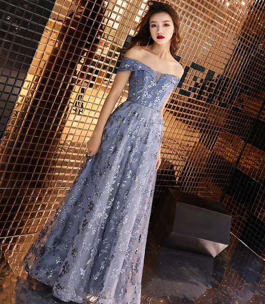 Bling Bling Evening Dresses Sequined Off Shoulder Sheer Neck A-line Elegant Long Prom Gown Party Special Occasion Dresses How Sale 