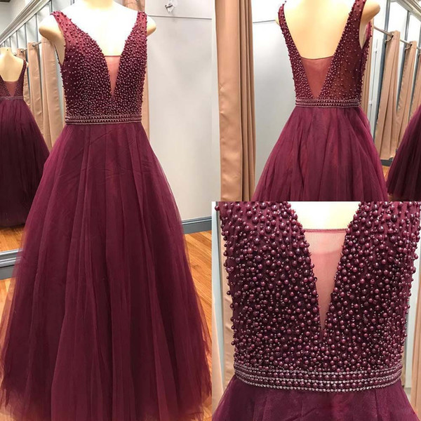 ZYLLGF Elegant Burgundy Evening Dresses Long A Line Straps Deep V Neck Evening Gowns Special Occasion Women Formal Dress Custom Made