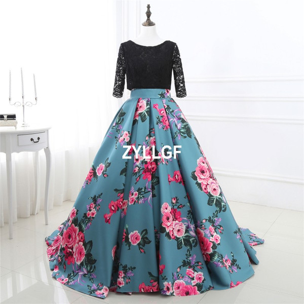 2017 Black O-neck Lace Appliques Flower Pattern Satin Lace up Hot New Arrival Evening Party Gowns New Arrival Hot Sales Custom Made