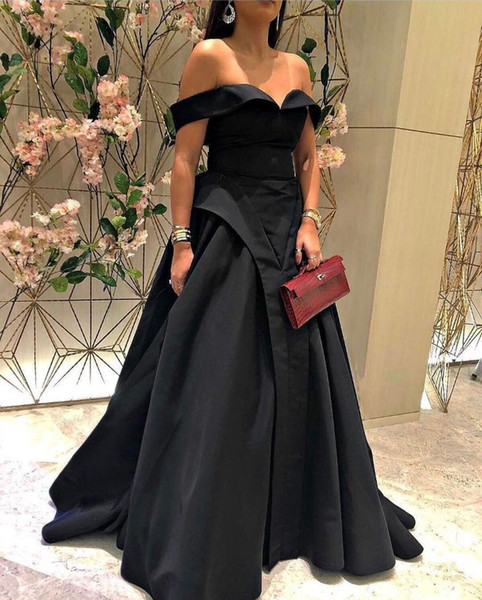 A-Line Prom Dresses with Off Shoulder V Neck Sleeveless Floor Length Simple Elegant Party Evening Gowns