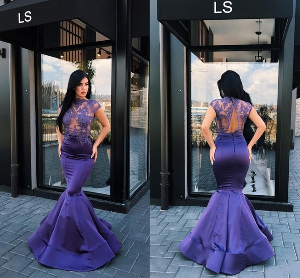 2017 Elegant Elie Saab Evening Dresses Jewel Backless Applique Lace Prom Dress Floor Length Mermaid Formal Party Gowns