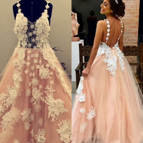 Coral Prom Dresses Sweetheart Neckline Lace Appliques Hand Made Flowers 3D Tulle Floor Length Evening Gowns