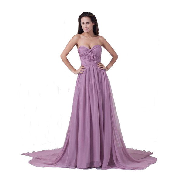 Sweety Ladies Light Purple Chiffon Evening Dress A-Line Design Zip Back 100% High Quality Banquet Dress