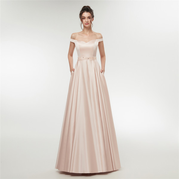 MAGGIEISAMAZING Wholesale Off the Shoulder a line backless Beading prom dress Graduation Dresses with floor length CYH0000E003