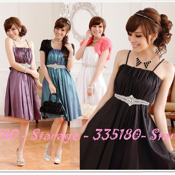L-3XL Elegant Plus Size Pleated Prom dress Short Formal dresses with Crystal Belt 2015 New Fashion Women Clothes 9509