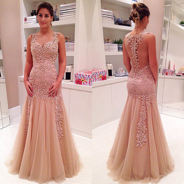 2016 Graduation Dresses Blush Pink Lace Appliques Bodycon Sweetheart Illusion Back Tulle Corset Prom Dresses Floor Length Evening Gowns