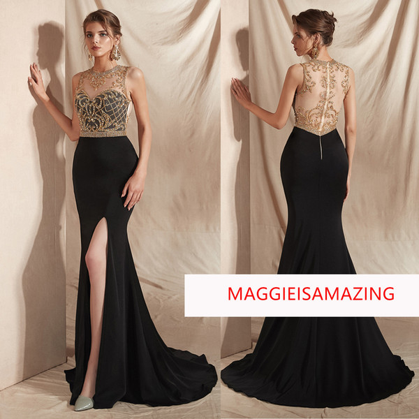 MAGGIEISAMAZING Real picture jewel back zipper floor length Exposed Boning Graduation Dress formal dress CYH0E011